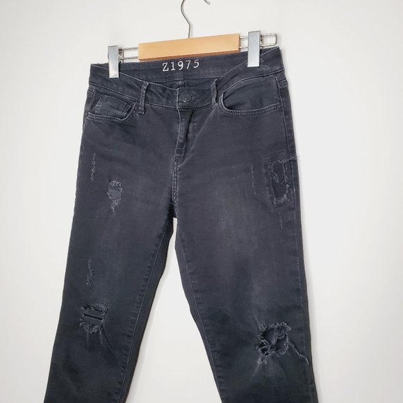 ZARA Z1975 Charcoal Grey Distressed Ankle Skinny Jeans - Picture 4 of 11